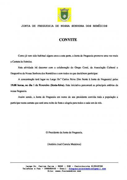 Convite – Cantada às Estrelas 2019